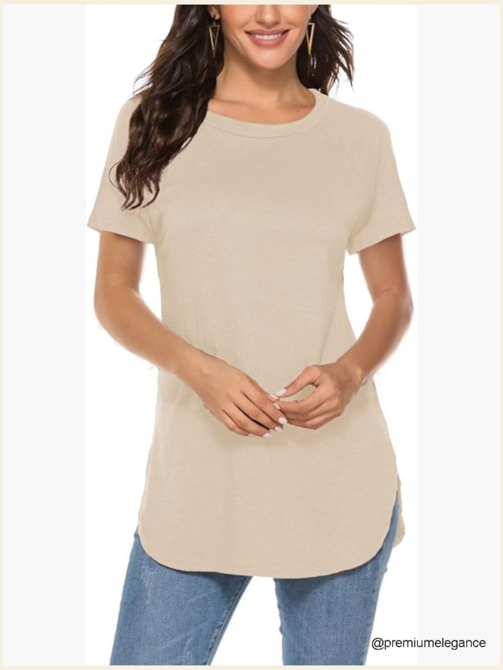 Casual Batwing Long Sleeve Tunic Top Loose Fit Crew Neck Solid Tee